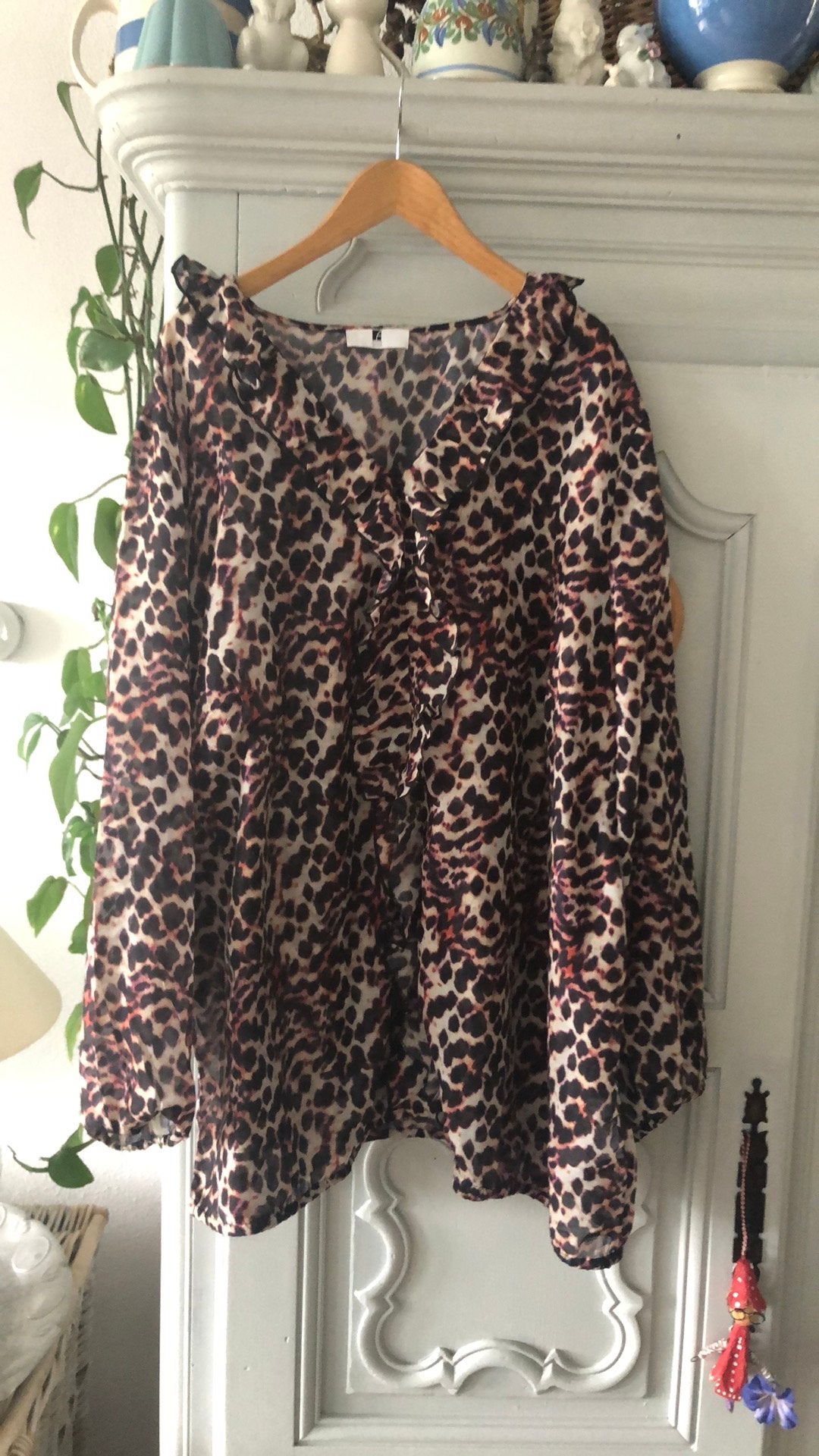 Zomerblouse panterprint ANNA AURA 50, Ophalen of Verzenden, Zo goed als nieuw, Bruin, Blouse of Tuniek