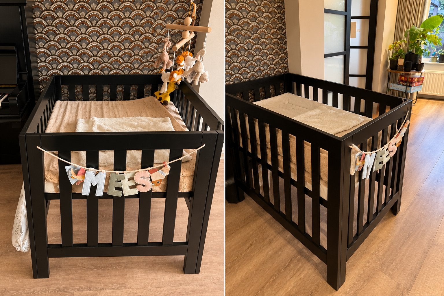 Zwarte box voor baby's - In hoogte verstelbaar, Kinderen en Baby's, Ophalen, Zo goed als nieuw, Vierkant, In hoogte verstelbaar
