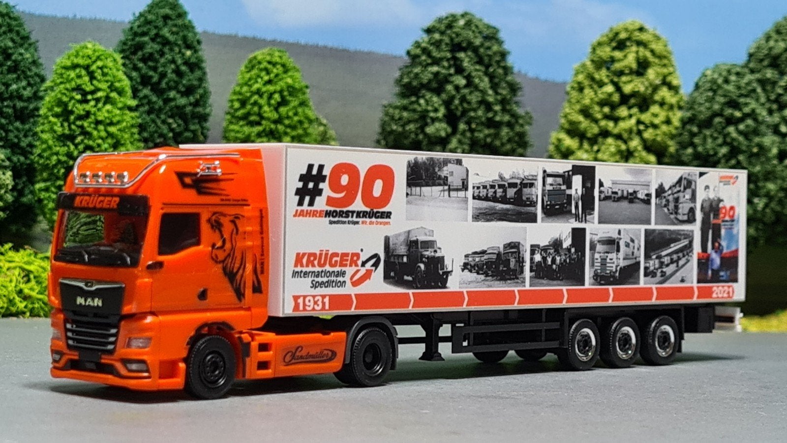194 Herpa 1:87 Horst Krüger MAN jubileumtruck, Ophalen of Verzenden, Nieuw, Bus of Vrachtwagen, Herpa