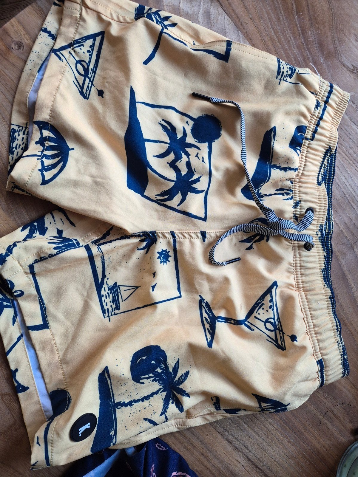 Kultivate Zwemshort - Geel met Blauwe Print (Maat S), Geel, Ophalen of Verzenden, Maat 46 (S) of kleiner, Kultivate