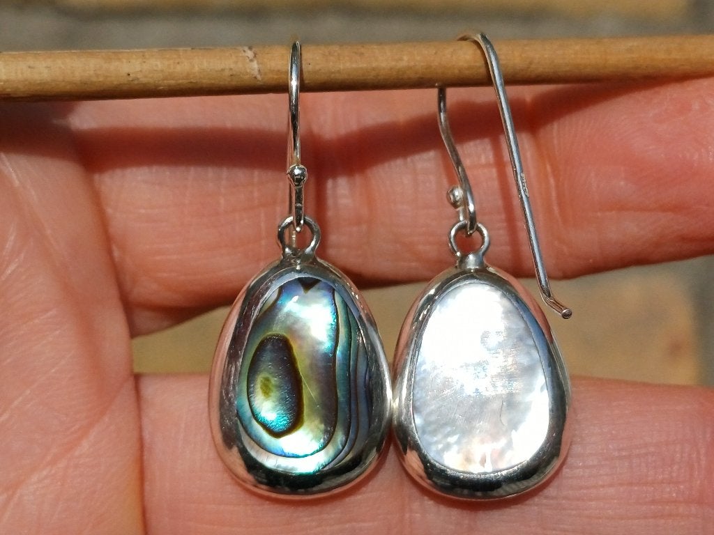 Vanoli 925 zilveren dubbele oorbellen abalone parelmoer, Daiva1973@hotmail.com, Hangers, Vanoli, Overige kleuren
