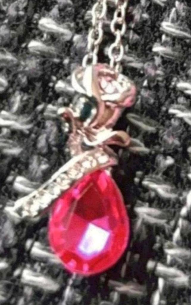 Ketting waterdrop roos roze steen, Verzenden, Nieuw, Zilver, Met hanger
