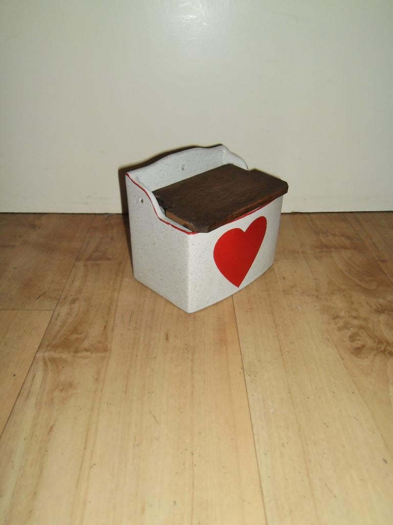 Oude zoutpot met hartjes, vintage,hangend of staand,gaaf, Ophalen of Verzenden