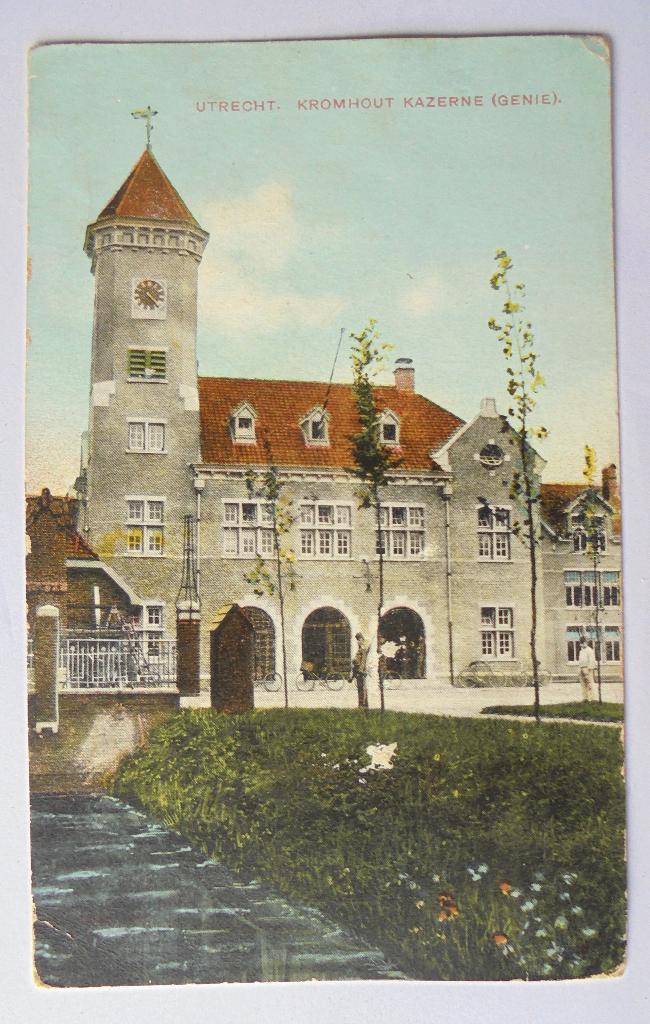 Utrecht, Genie Kromhout kazerne exterieur, toren, militairen, Verzamelen, Ophalen of Verzenden, Voor 1920, Gelopen, Utrecht