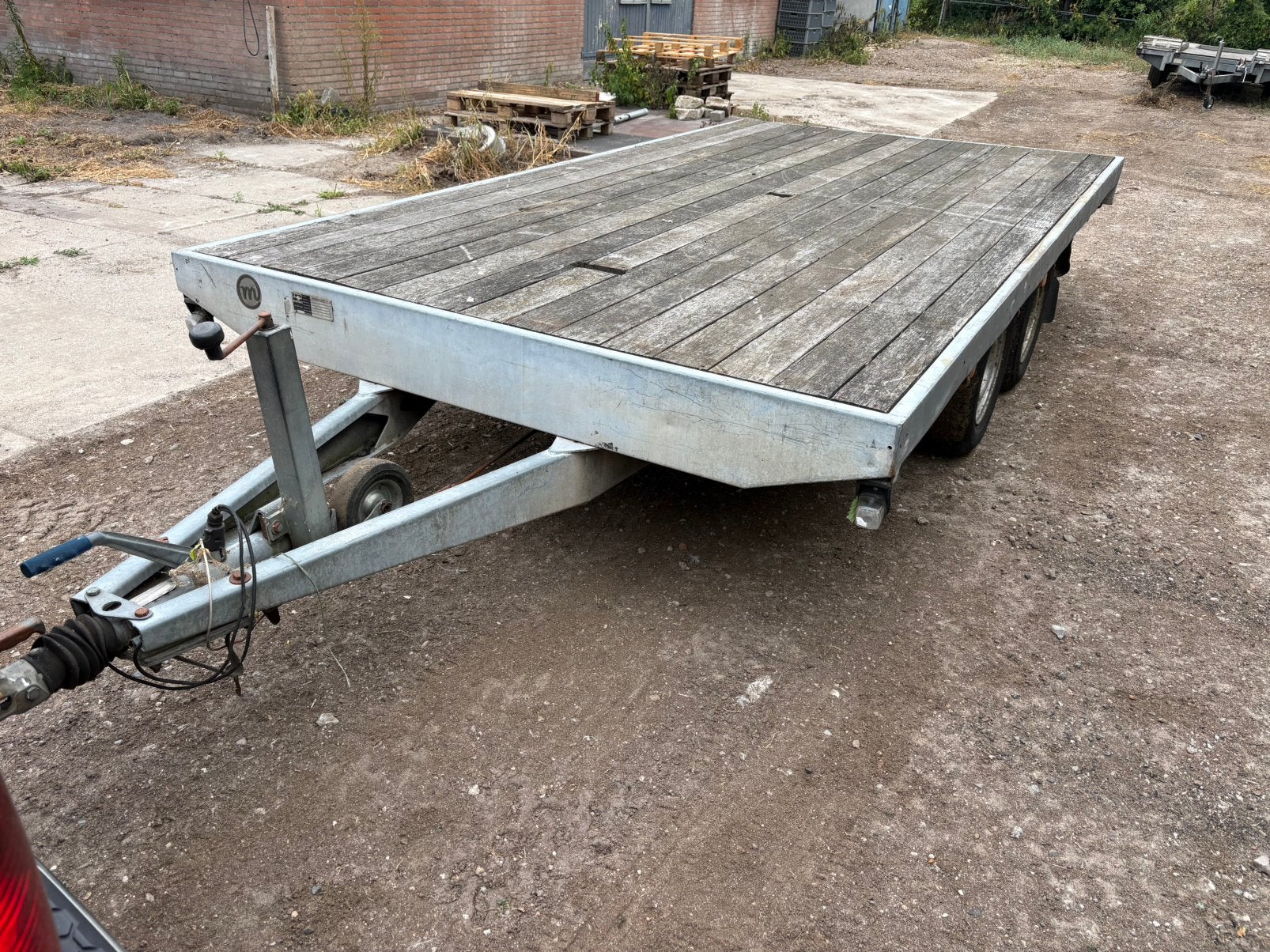 Aanhangwagen plateauwagen dubbel asser, Ophalen, Gebruikt