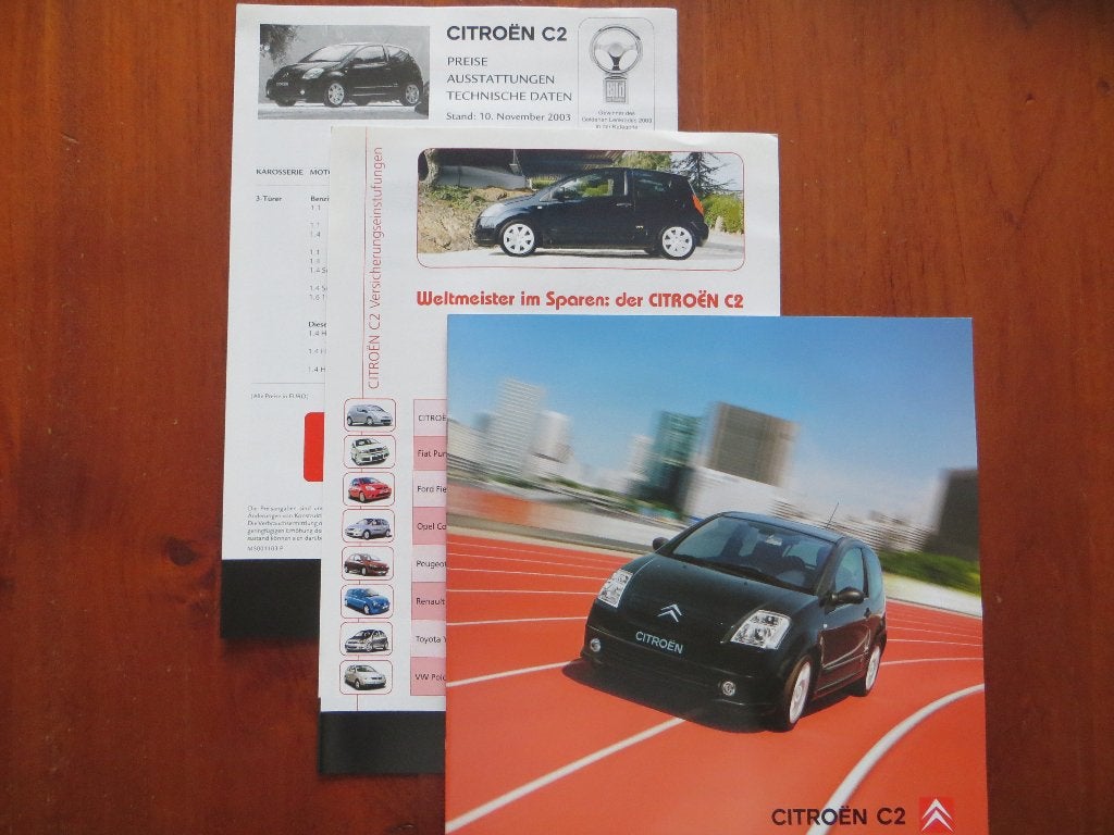 Citroën C2 (aug. 2003) + 3 bijlagen, Ophalen of Verzenden, Nieuw, Citroën