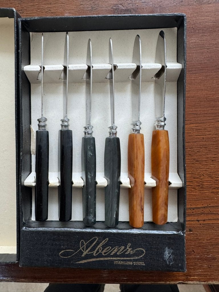 6 x Fruitmesjes Abenz stainless steel bakelieten handgreep, Antiek en Kunst, Ophalen of Verzenden