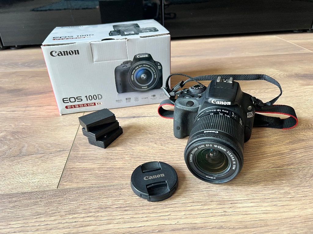 Canon EOS 100D DSLR camera met EF-S 18-55mm IS STM lens, Beeldstabilisatie, Gebruikt, Spiegelreflex, Canon