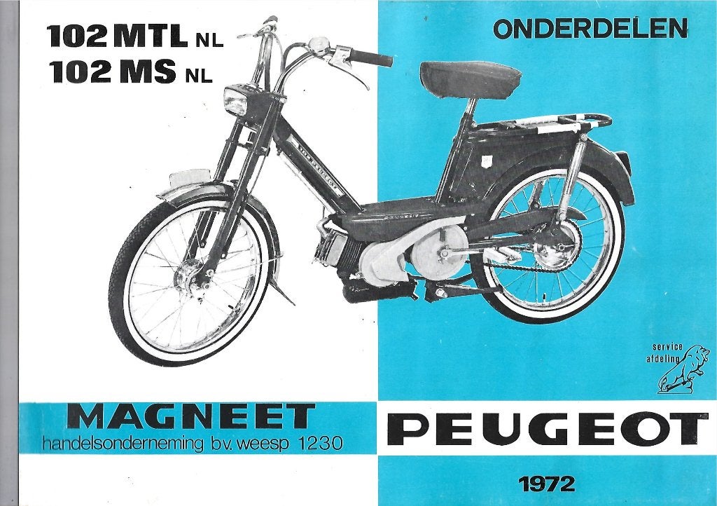 Peugeot 102 MTL NL 102 MS NL onderdelenboek (8026z), Verzenden, Zo goed als nieuw