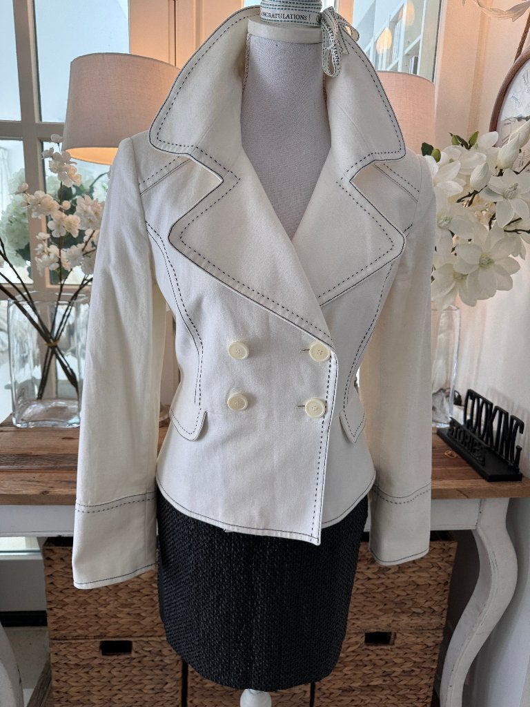 Chique, stijlvol Ecru jasje Mango, 38-40/M, ZGAN., Maat 38/40 (M), Wit, Ophalen of Verzenden, Zo goed als nieuw