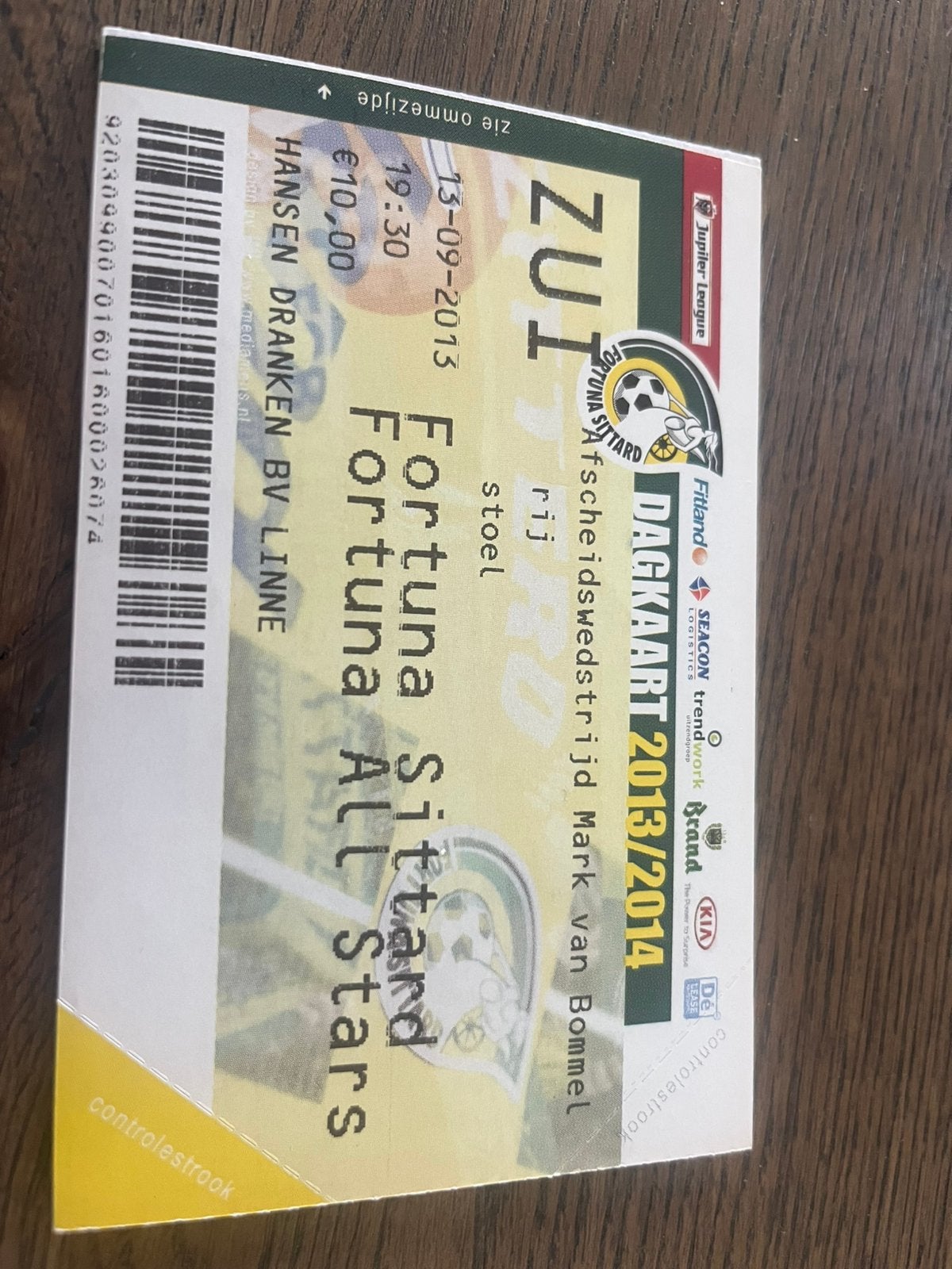 TICKET AFSCHEIDSWEDSTRIJD MARK VAN BOMMEL, Ophalen of Verzenden, Zo goed als nieuw, Overige binnenlandse clubs, Overige typen