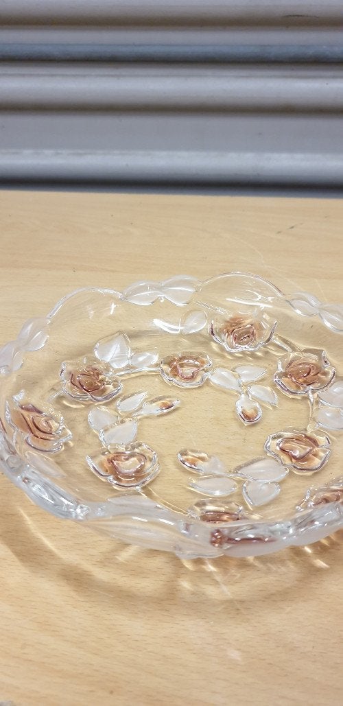 bonbon schaaltje van glas met rozen, Ophalen of Verzenden, 'T Olde Gre-j, Info@toldegrej.nl, Endepoelstraat 20f Didam