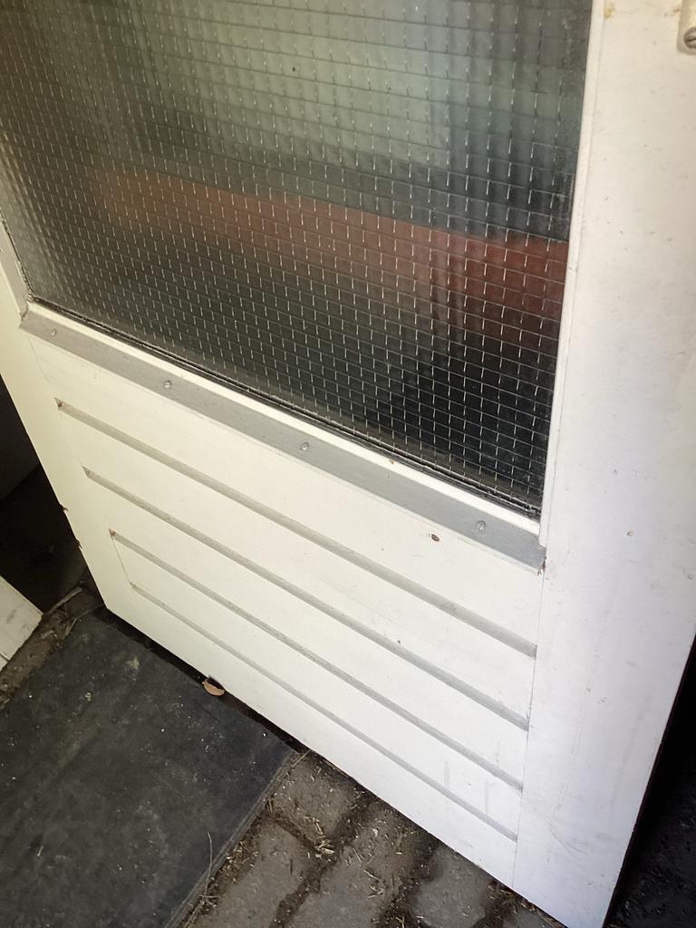Achterdeur hardhout met draadglas 83x201,5 cm, Deurkozijn, Zo goed als nieuw, 150 tot 225 cm, Hout