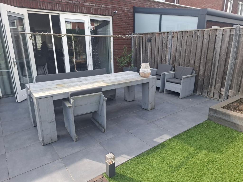 Complete Steigerhouten Tuinset met Loungeset en Kussens, Verzenden