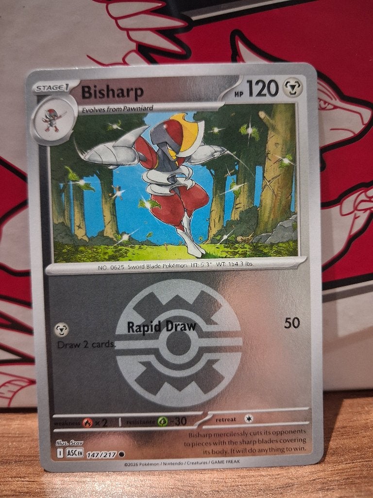Pokemon Bisharp ASC 147/217 pokeball, Ophalen of Verzenden, Nieuw, Losse kaart