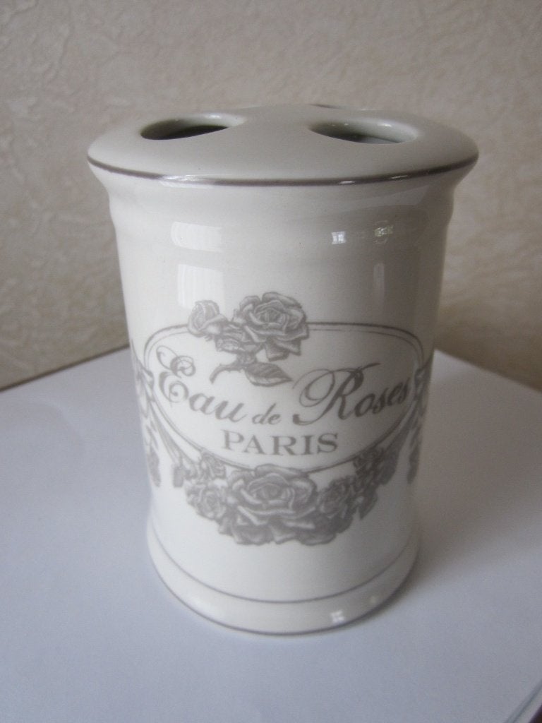 Mooie tandenborstelhouder - porselein Eau de Roses Paris, Huis en Inrichting, Verzenden, Zo goed als nieuw, Overige materialen