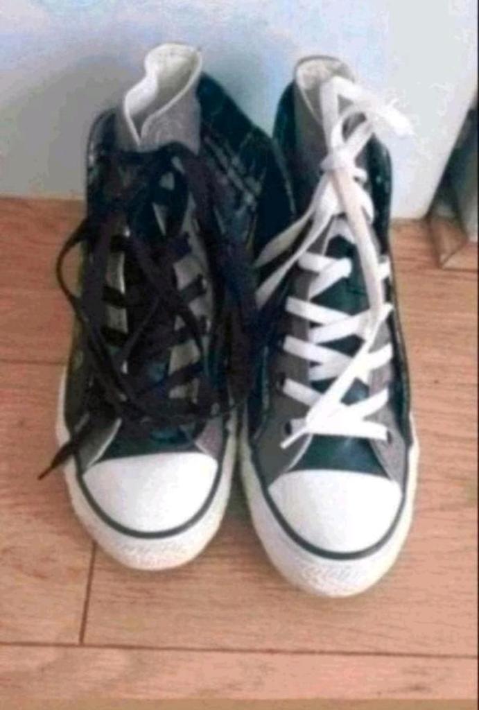 All Star Converse zwarte leren schoenen, Zwart, Ophalen of Verzenden, Zo goed als nieuw, Converse All Stars