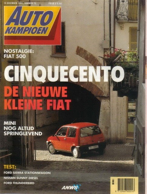 Autokampioen 25 1991 : Ford Thunderbird - Fiat Cinquecento, Ophalen of Verzenden, Gelezen, Algemeen