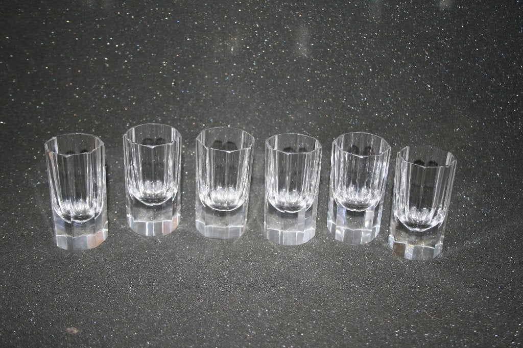 6 8-kantig geslepen borrel glaasjes, Ophalen of Verzenden