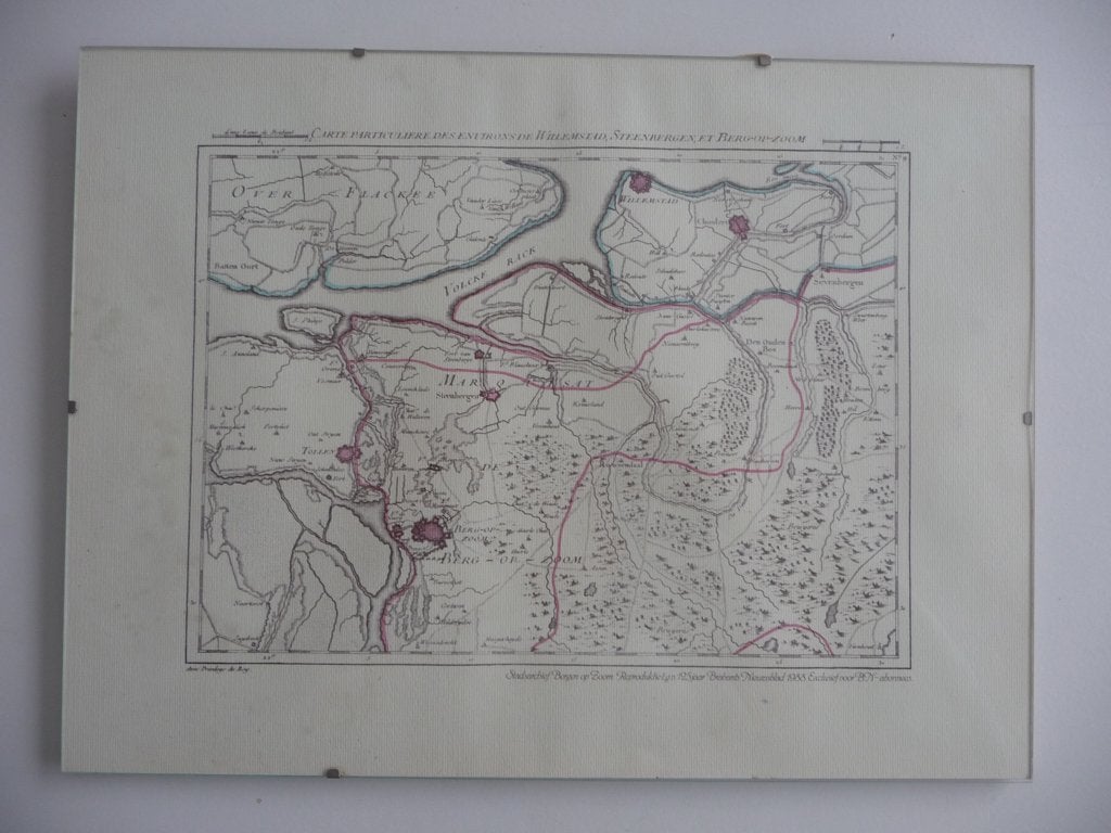 geografische kaart WILLEMSTAD, STEENBERGEN, BERGEN OP ZOOM, Antiek en Kunst, Kunst | Tekeningen en Foto's, Ophalen of Verzenden