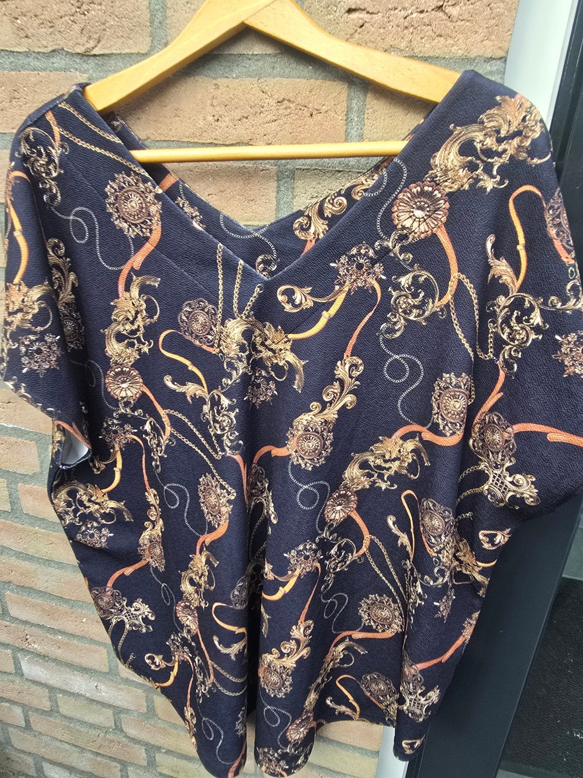 Zoey Fashion blouse met Ketting print maat 50/52, Zoey Fashion has no size, Ophalen of Verzenden, Zo goed als nieuw, Blauw