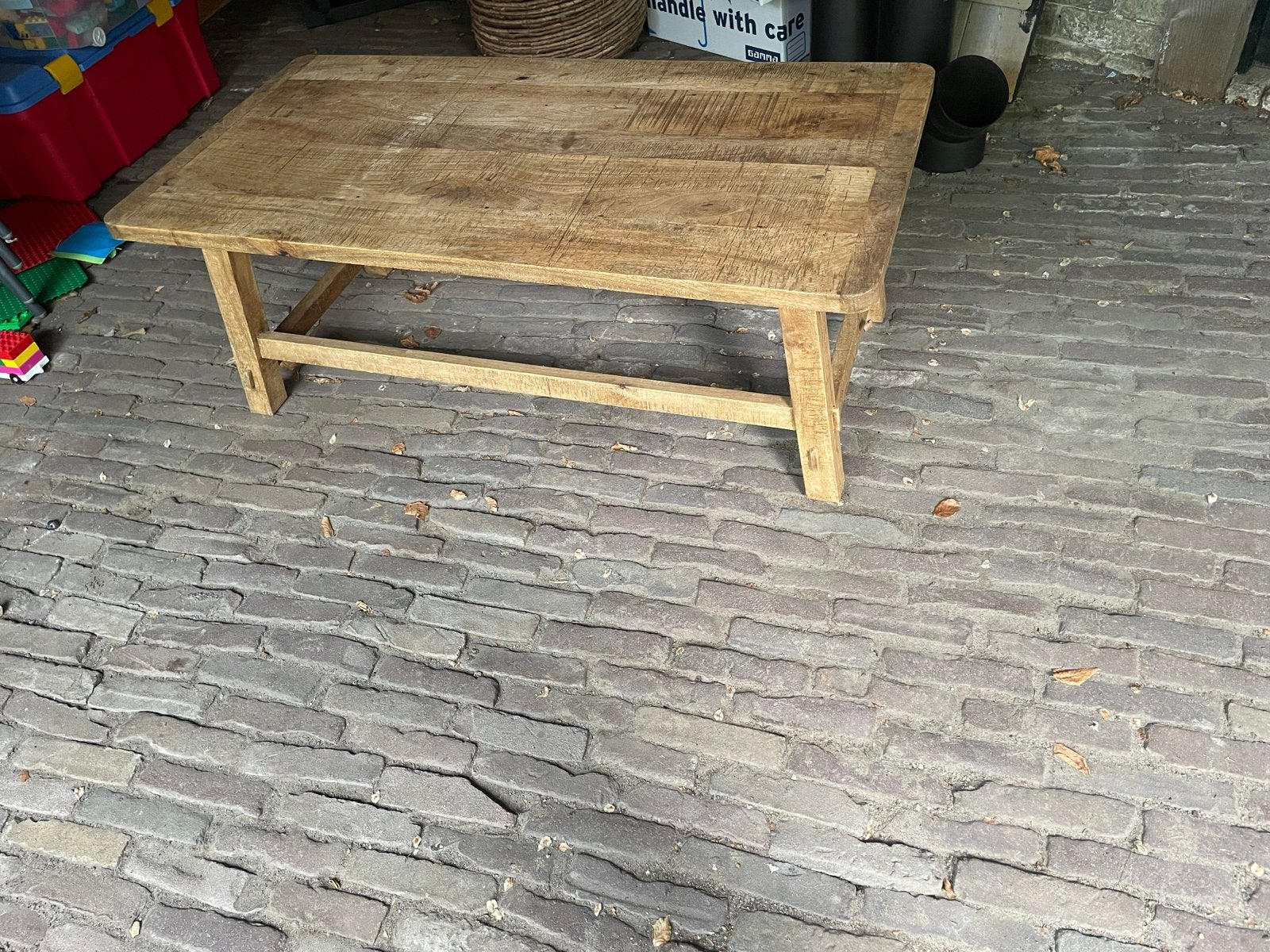 Robuuste Eiken Salontafel, Huis en Inrichting, Tafels | Salontafels, Ophalen, Gebruikt, 100 tot 150 cm, Eikenhout
