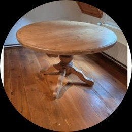 gevraagd oude grenen ronde eettafel van 1.30  rond, Slang, 0 tot 2 jaar