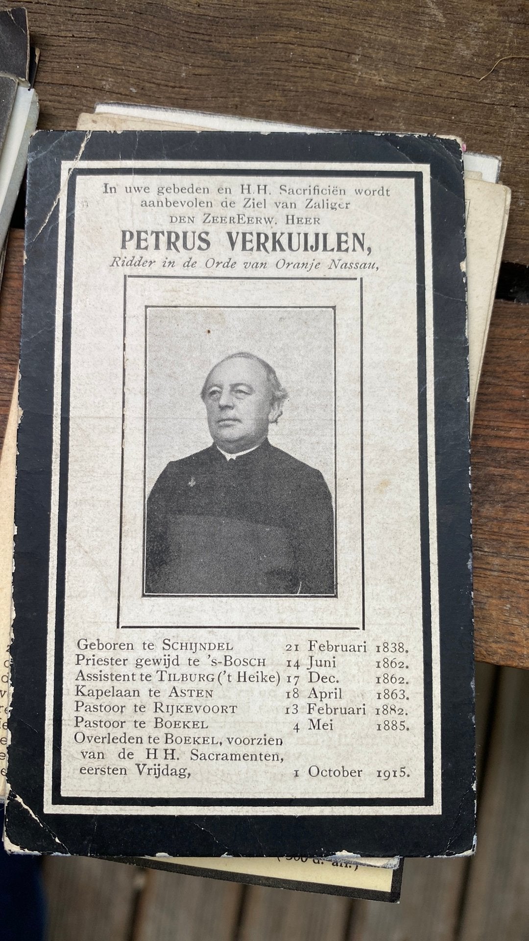 Pastoor Verkuijlen 1838 Schijndel 1915 Boekel, Ophalen of Verzenden
