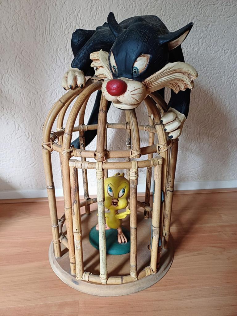 Groot oud beeld Sylvester & Tweety, Looney Tunes, Verzamelen, Poppetjes en Figuurtjes, Gebruikt, Ophalen