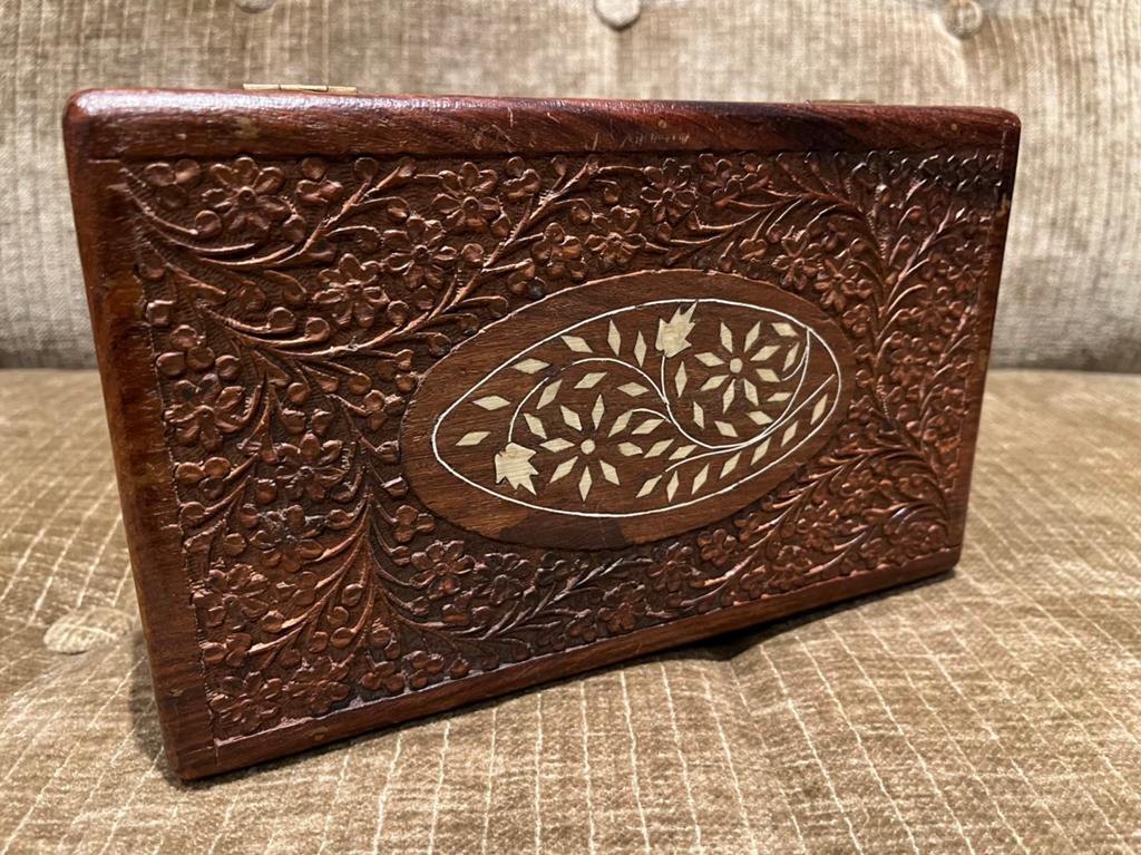 Retro Vintage houten opbergdoos sieradenkist groot, Ophalen