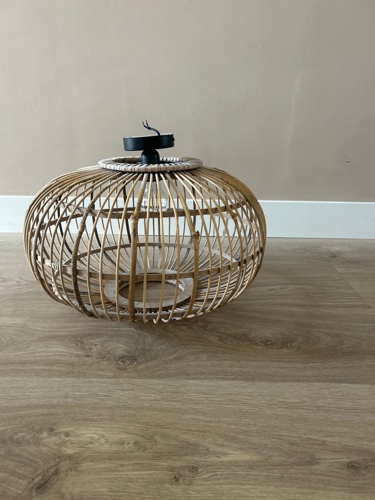 Rotan hanglamp / plafondlamp - Boheemse stijl, Ophalen, 50 tot 100 cm, Zo goed als nieuw, Minder dan 100 cm