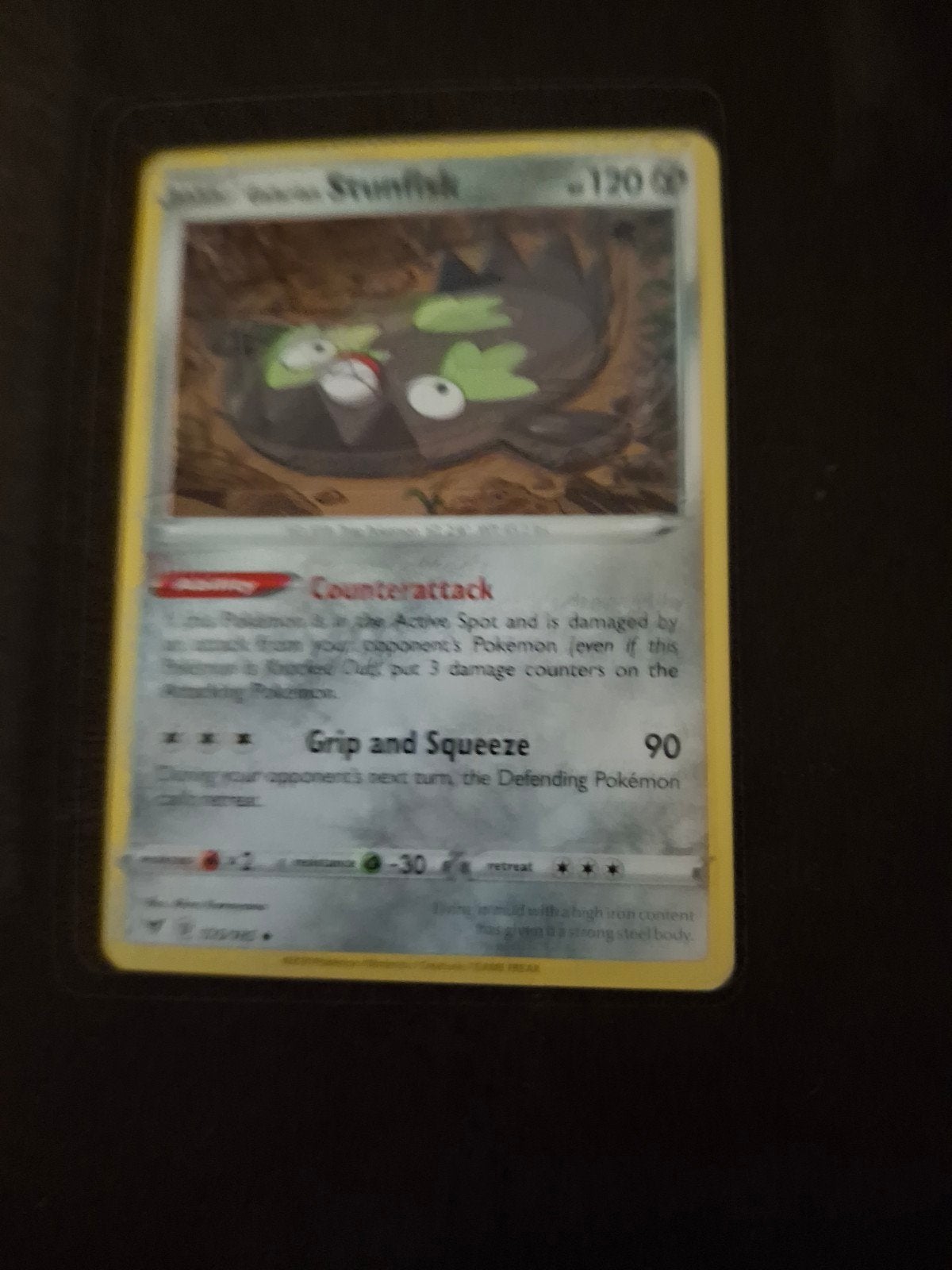 Pokémon Stunfisk kaart - 120 HP, Ophalen of Verzenden, Zo goed als nieuw, Losse kaart