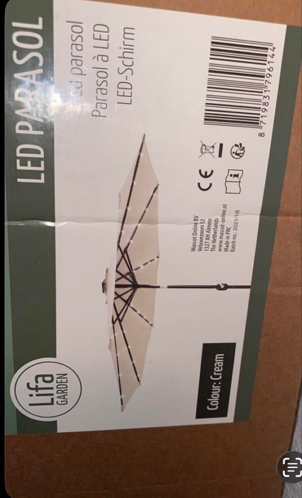 Lifa Garden LED parasol, crème, Ophalen, Kantelbaar, Nieuw, 2 tot 3 meter