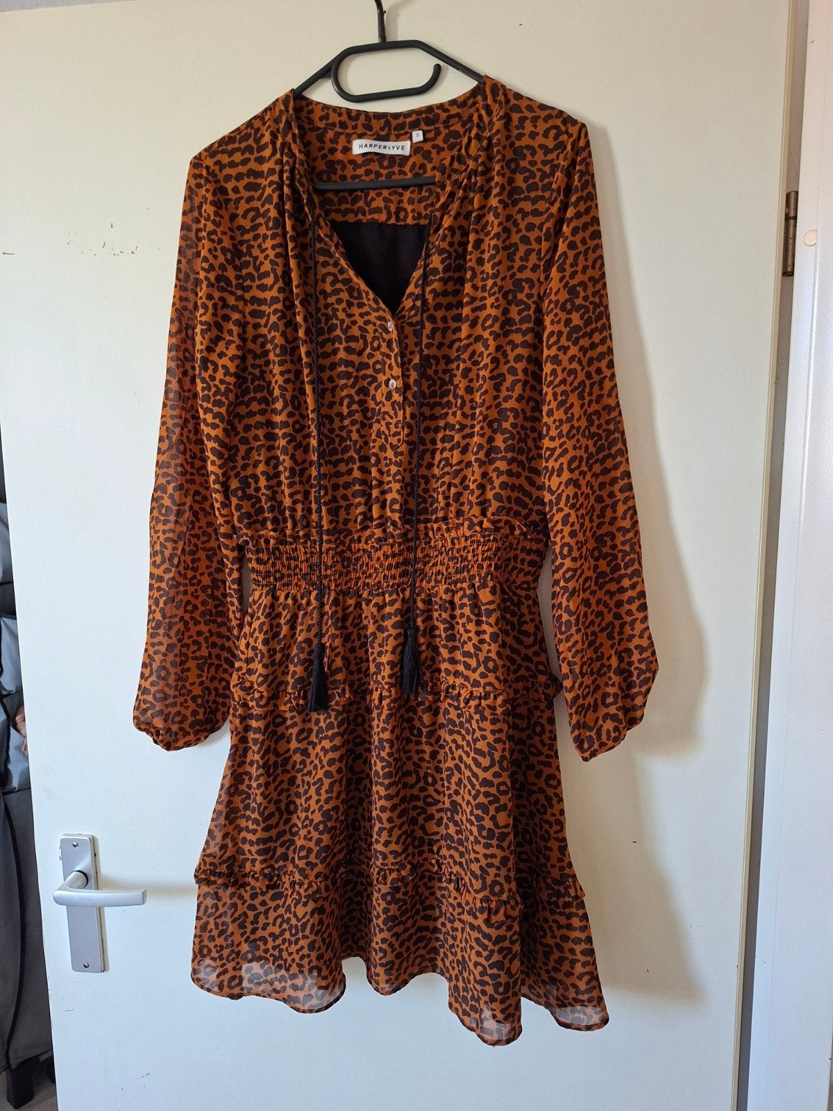 Harper & Yve jurk met dierenprint, Bruin, Ophalen of Verzenden, Zo goed als nieuw, Maat 36 (S)