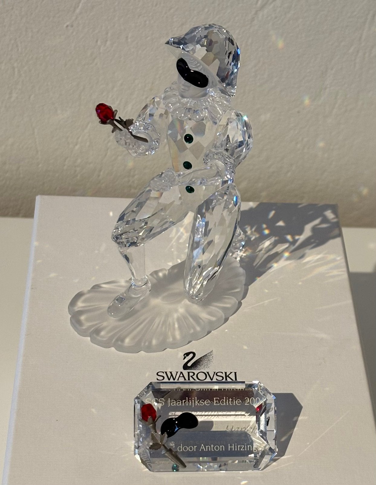 Swarovski Harlekijn SCS 2001 met doos en certificaat, Verzamelen, Swarovski, Ophalen, Zo goed als nieuw, Figuurtje