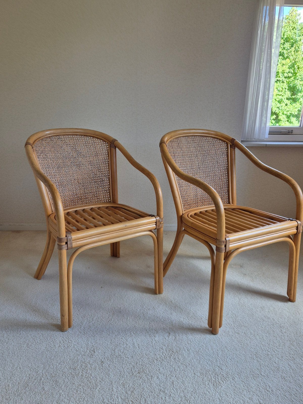 Rotan stoel Vintage, Huis en Inrichting, Stoelen, Ophalen, Gebruikt, Bruin, Riet of Rotan