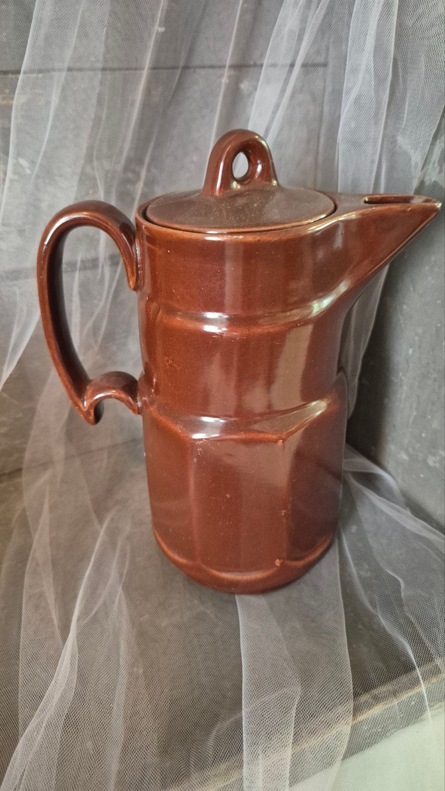 Vintage De Gruyter chocoladepot- Bruin Keramiek, Ophalen of Verzenden