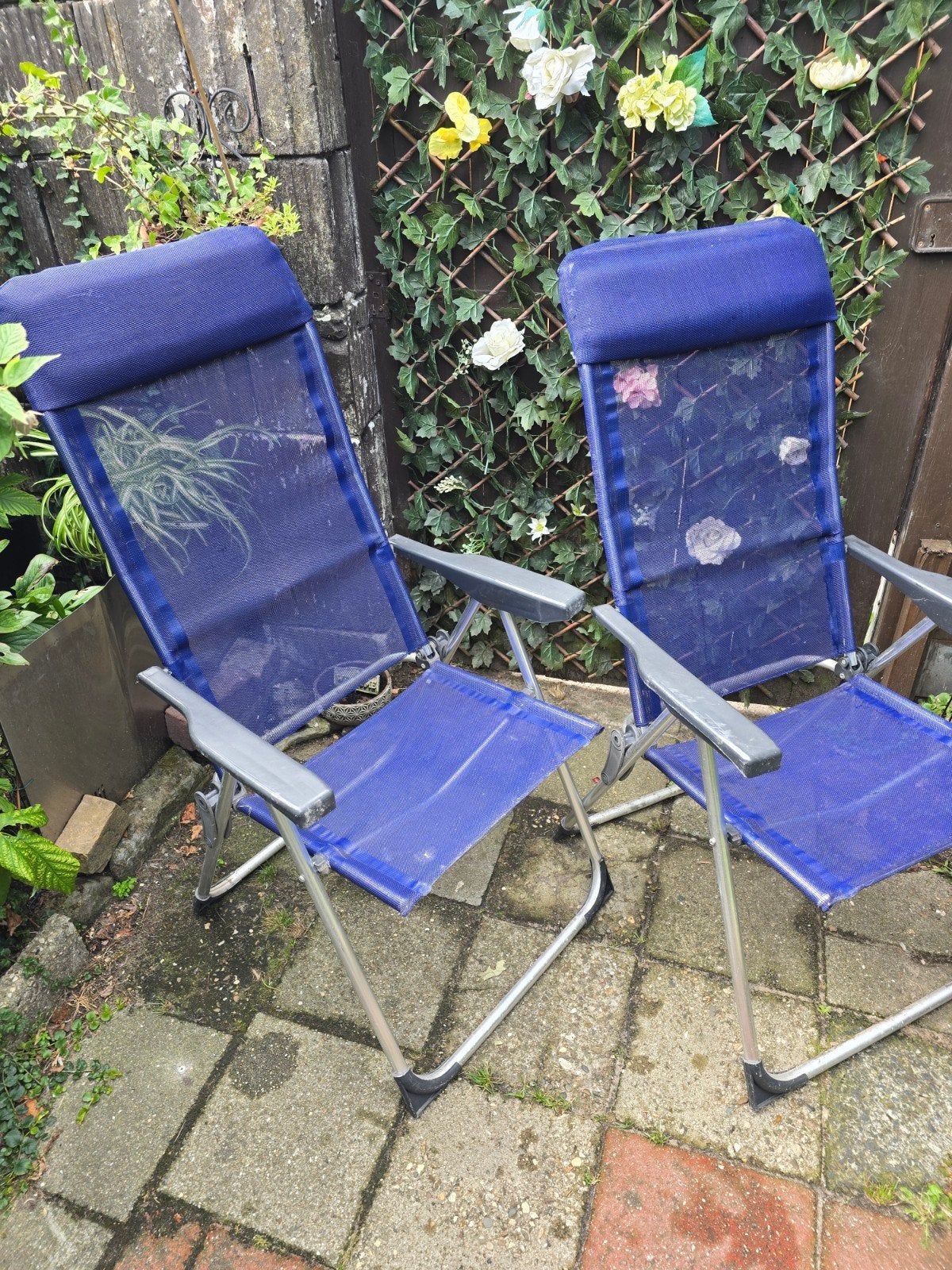 2 stuks tuin/ strand/ visstoelen, gratis op te halen., Ophalen, Gebruikt, Aluminium