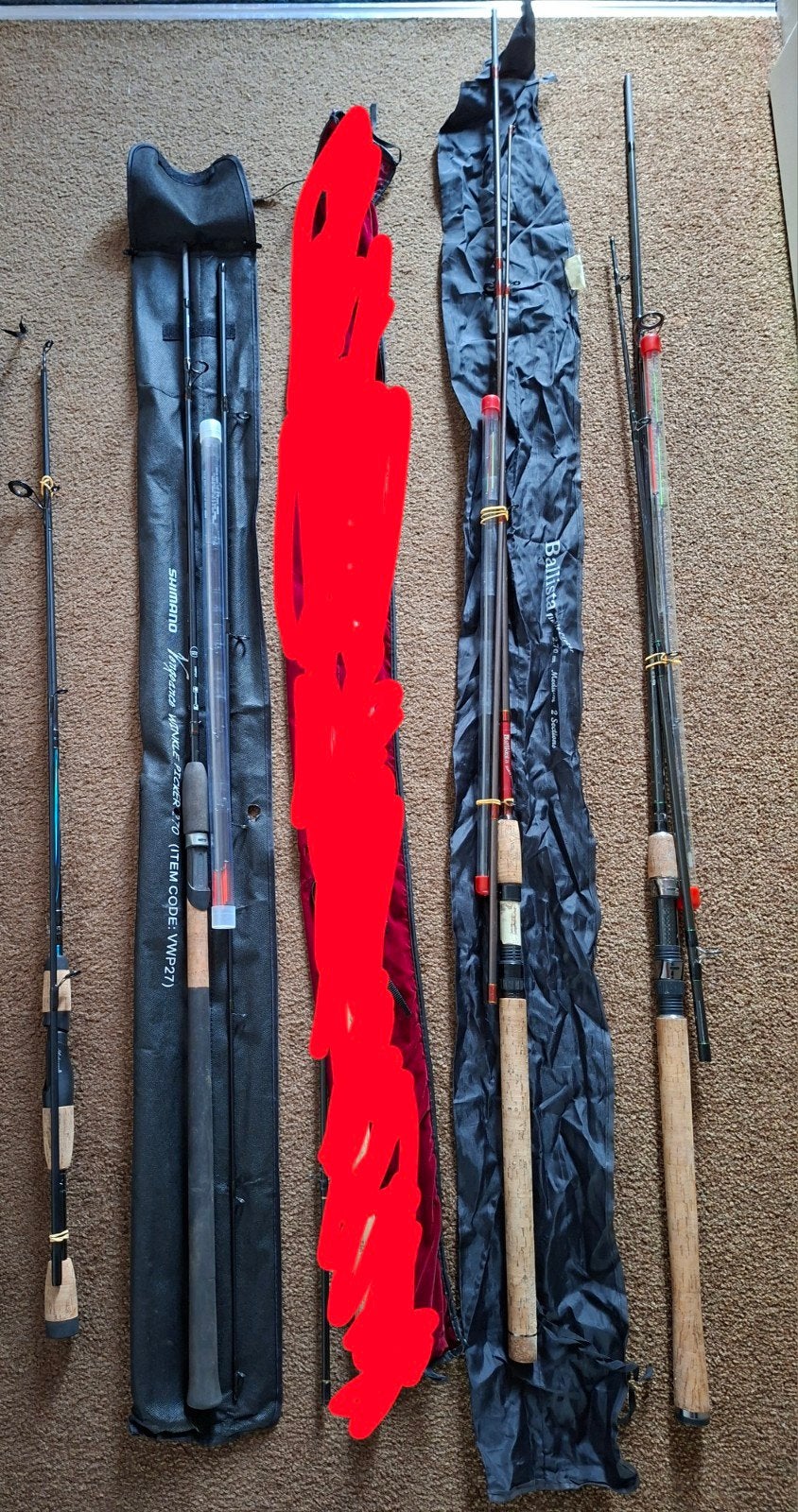 Diverse hengels (Shakespeare, Shimano, enz.), Ophalen, Werphengel