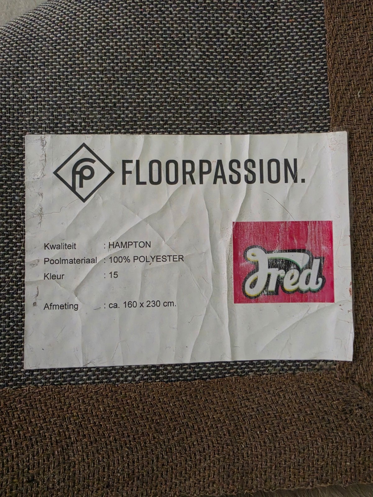 Vloerkleed Fred van Leer  Hampton 160x230 cm kleur Taupe, Huis en Inrichting, Ophalen, Gebruikt, 200 cm of meer, Modern