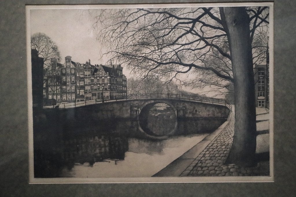 ets van de Prinsengracht Amsterdam, Ets, Stadsgezicht, 56 cm, 66 cm