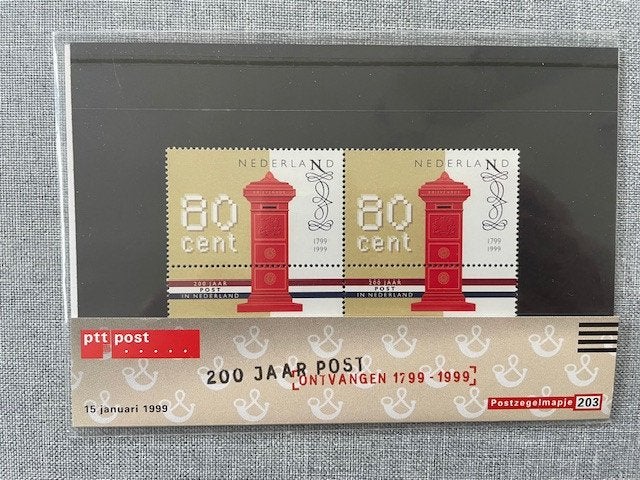 Postzegelmapje PZM203 - 200 Jaar Nationaal Postbedrijf 1999, Ophalen of Verzenden, Postfris, Overige thema's