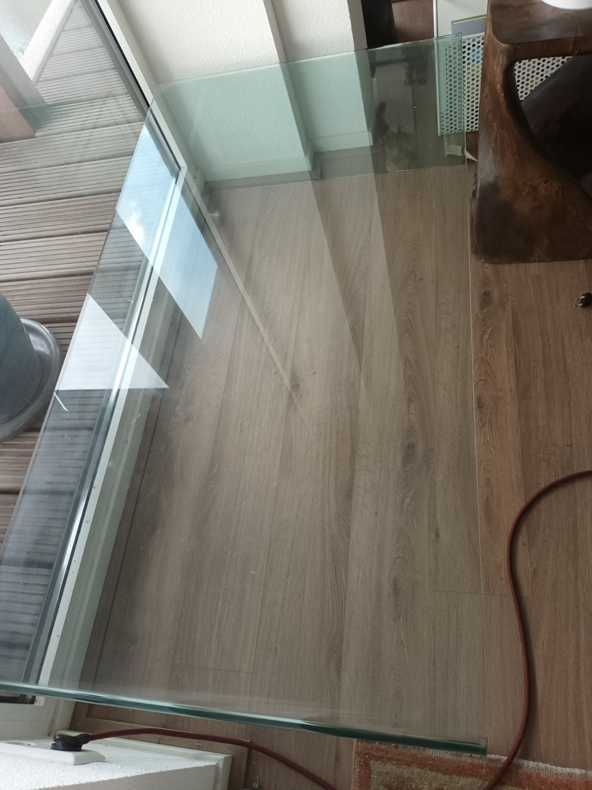 Glazen rechthoekige salontafel - 69x118x35cm. Uit 1 stuk, Ophalen, 100 tot 150 cm, 50 tot 100 cm, Zo goed als nieuw