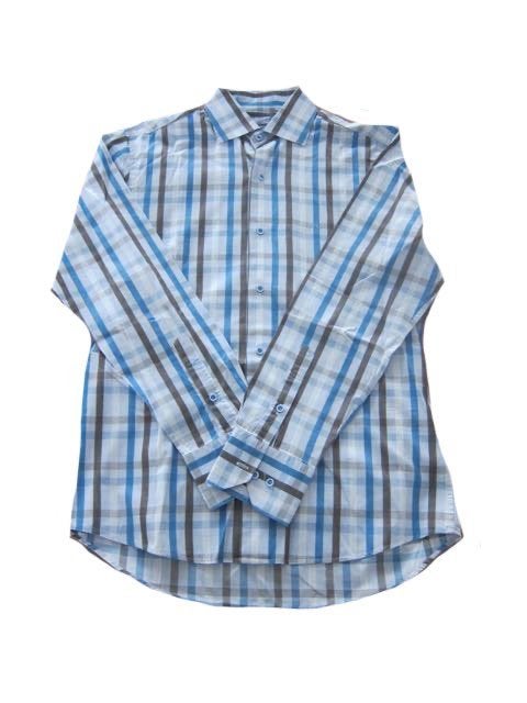 Mcgregor blouse overhemd blauw bruin geblokt tailored fit 39, Zo goed als nieuw, Schipluidenlaan 20 5035KJ Tilburg, Merkfreak