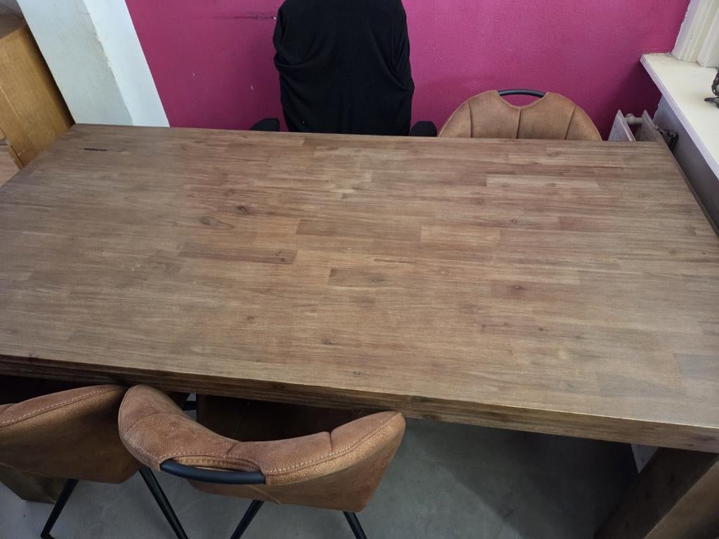 Eekamertafel Tropenhout Sanders Wonen, Huis en Inrichting, Tafels | Eettafels, Ophalen, 50 tot 100 cm, Zo goed als nieuw, Vijf personen of meer