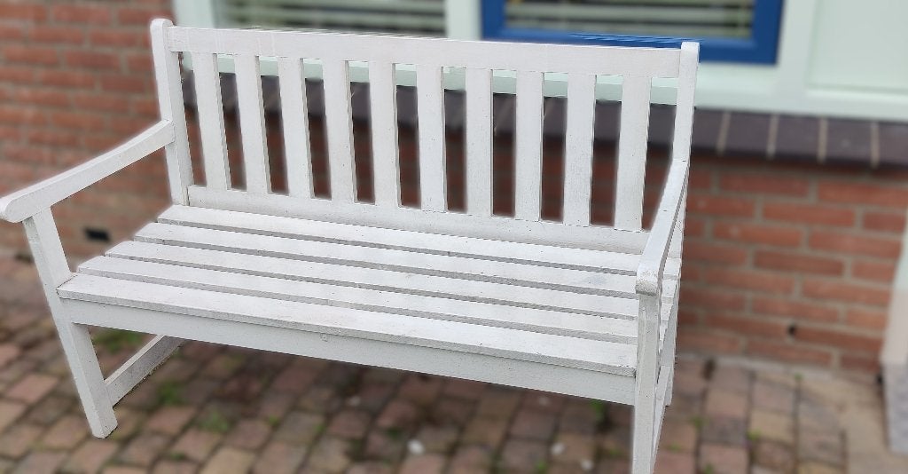 2-zits tuinbankje, Tuin en Terras, Ophalen, Zo goed als nieuw, Hout