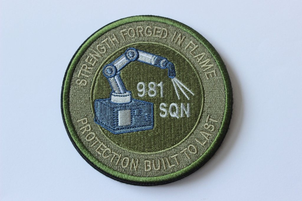 patch 981 sqn strength forged in flame  Vlb Woensdrecht, Verzenden, Zo goed als nieuw, Patch, Badge of Embleem