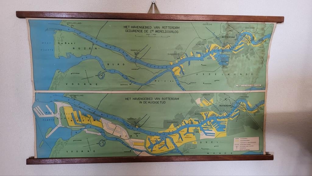 Schoolplaat havengebied van Rotterdam Maasvlakte, Antiek en Kunst, Ophalen of Verzenden, Geschiedenis