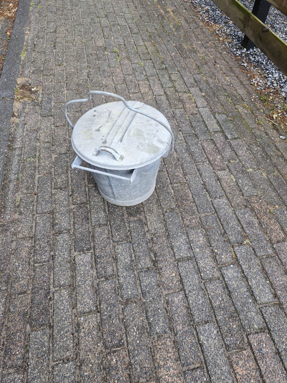 Vintage zinken prullenbak met deksel, Ophalen of Verzenden, Gebruikt