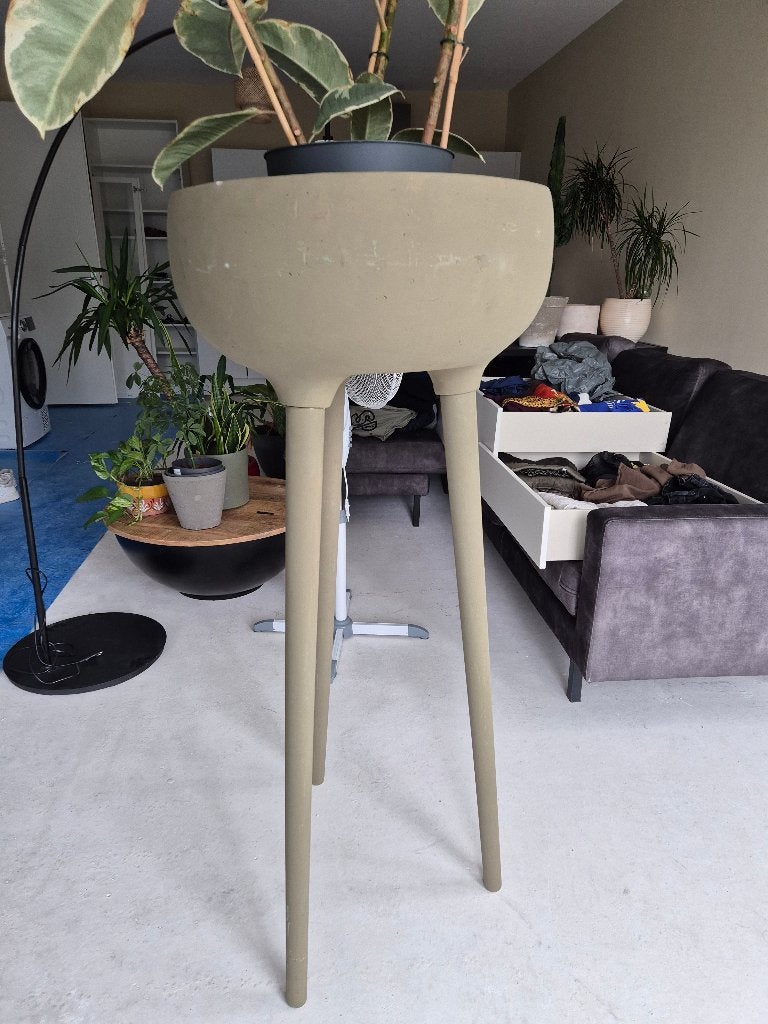 Hoge groene plantenpot, Tuin en Terras, Ophalen, Kunststof, 40 cm of meer, Rond